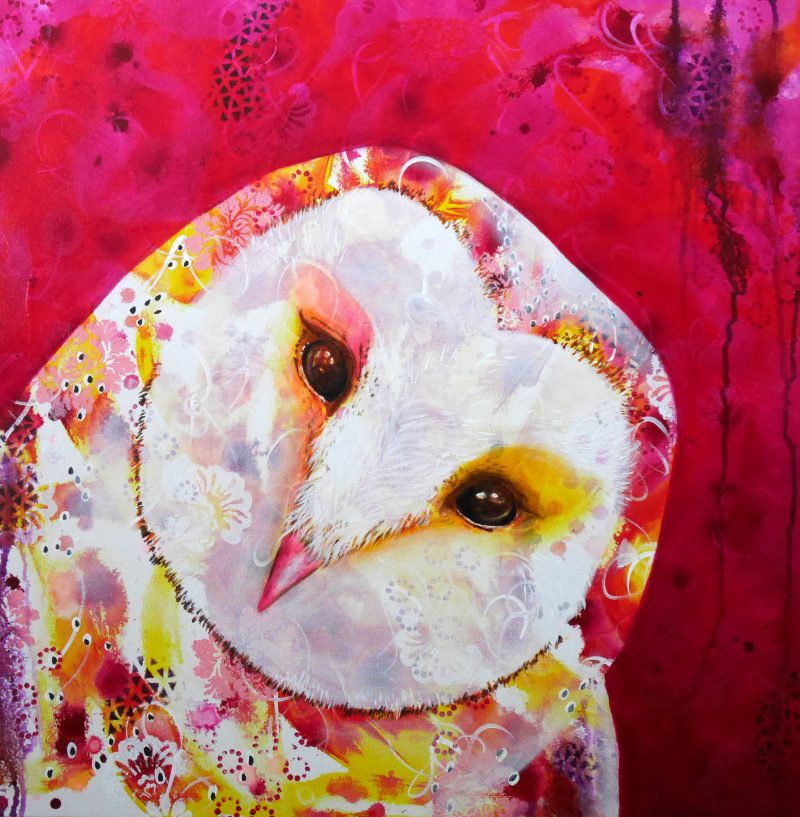 Owl Selfie – original acrylic painting