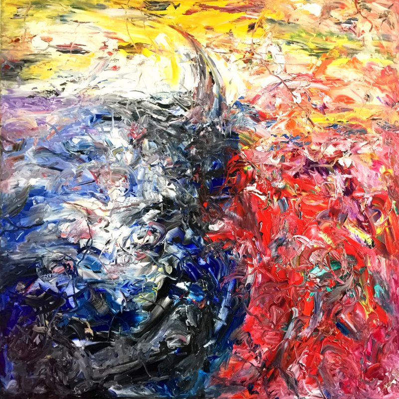 Battle between honesty and deceit (120 cm x 120 cm)