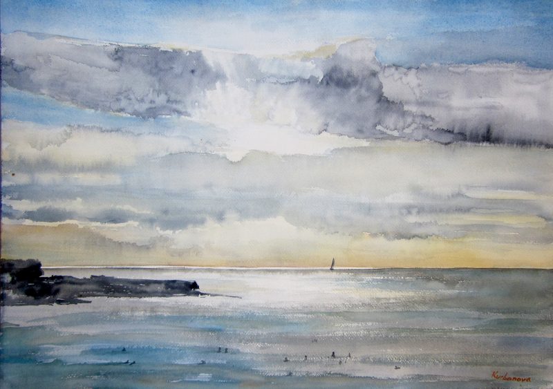 “Coogee Beach” – seascape watercolour painting