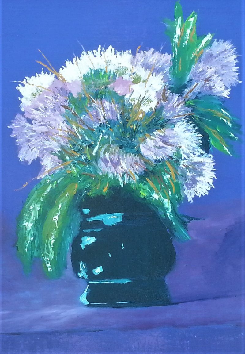 A Flowers in green vase