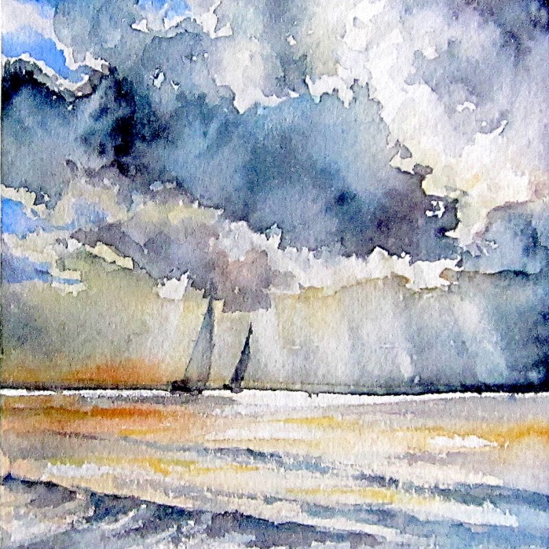 2 Boats – Miniature watercolour – framed