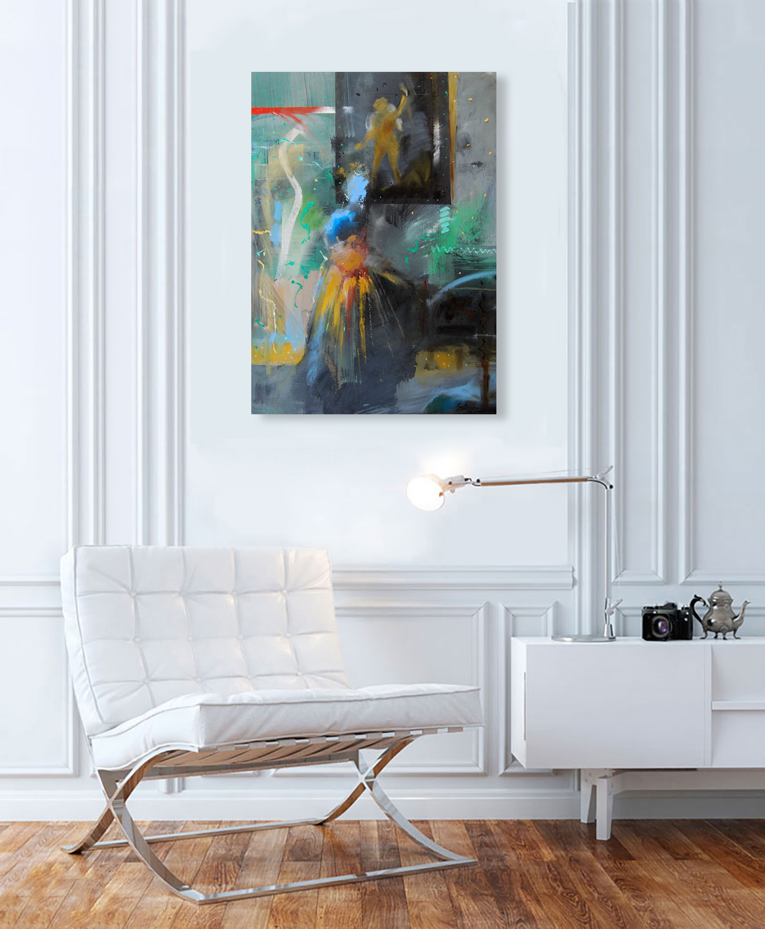 Stylish White Leather Armchair In Classic Interior Design