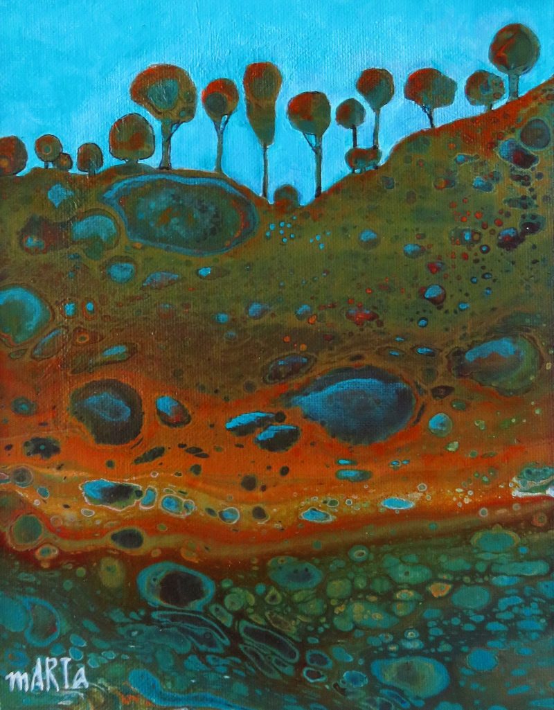 Beneath the Trees – Fluid Acrylic Painting