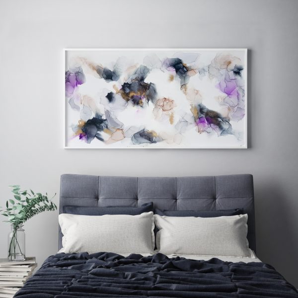 mock up poster frame in hipster interior background with indigo velvet details, scandinavian style, 3D render