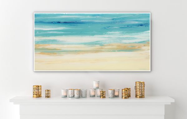 Two blank picture frame with candles on fireplace – 3D render