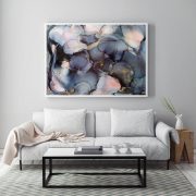 mock up blank poster on the wall of livingroom