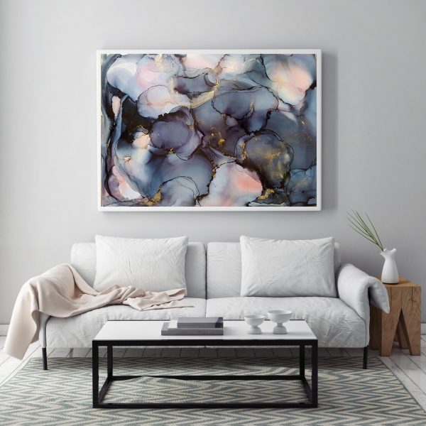 mock up blank poster on the wall of livingroom