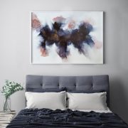 mock up poster frame in hipster interior background with indigo velvet details, scandinavian style, 3D render