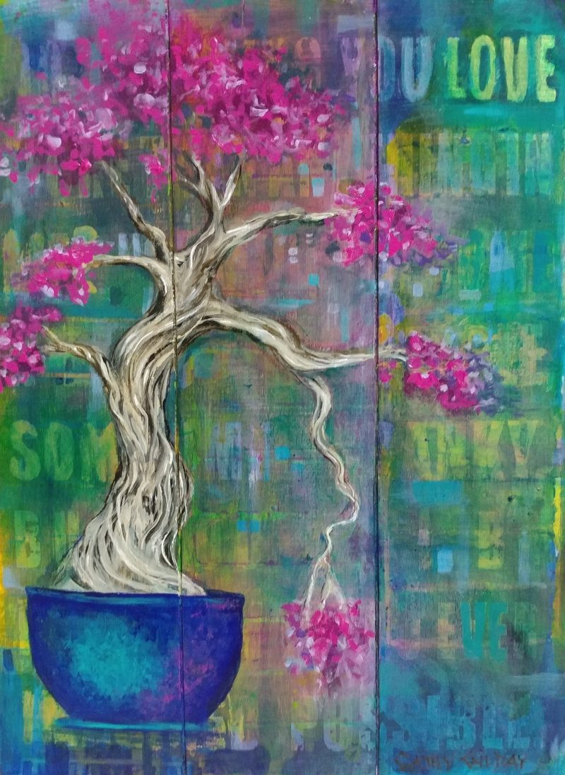 Cherry Blossom in Blue Pot