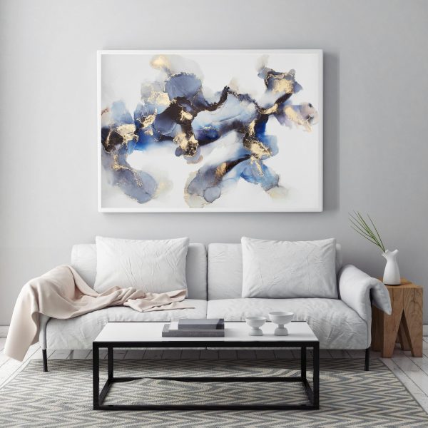 mock up blank poster on the wall of livingroom