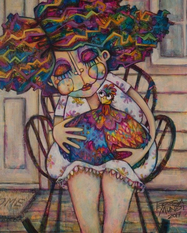 Betsy’s Bestie by Teresa Mundt_colourful_colorful_chook_lady_quirky_painting