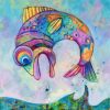 Fly Fishing By Teresa Mundt Colourful Colorful Cartoon Fish Sea Art Painting