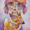 Fox & Child By Teresa Mundt Colourful Girl Cartoon Art Acrylic Painting