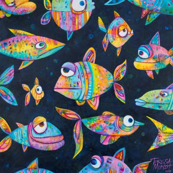The Daily Grind by Teresa Mundt_colourful_colorful_cartoon_fish_art_acrylic_painting