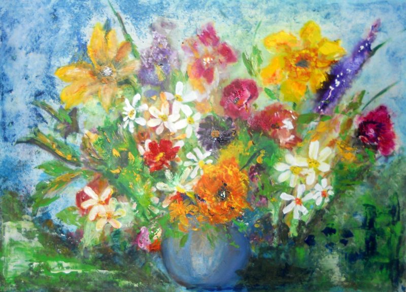 Posies in a Blue Vase