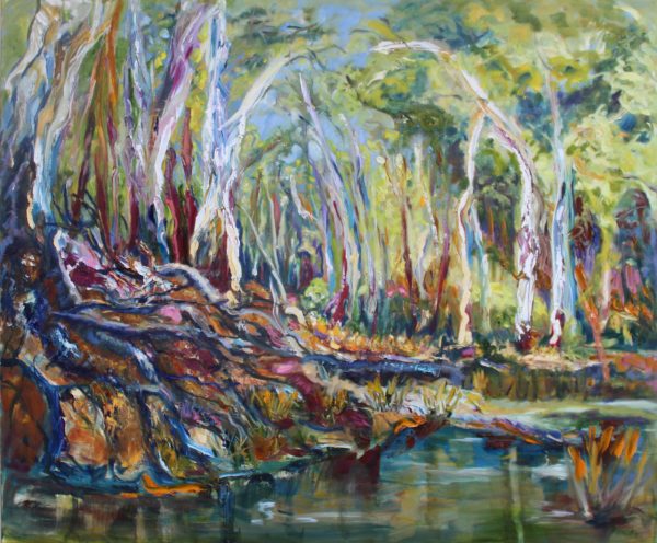 Billabong with fallen gum tree logs