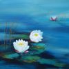 Waterlilies in my pond, Clare Riddington Jones, Acrylic 60cm x 60cm