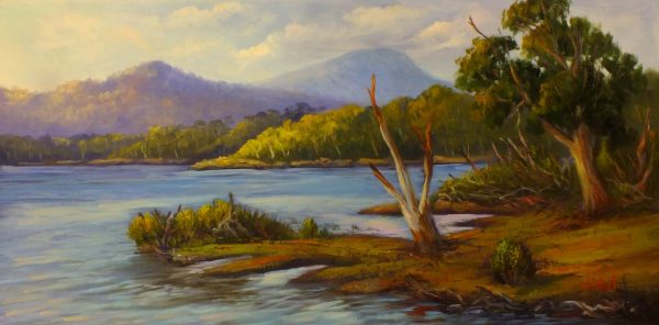 Lake St Clair Tasmania Oil On Canvas Landscape Painting By C Vidal