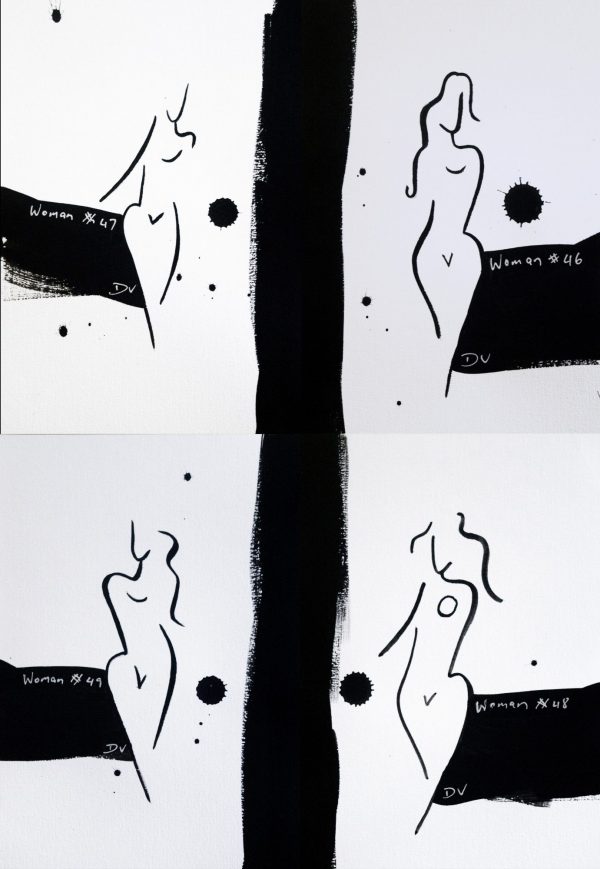 Woman Series Line Drawings Set Of Four No4