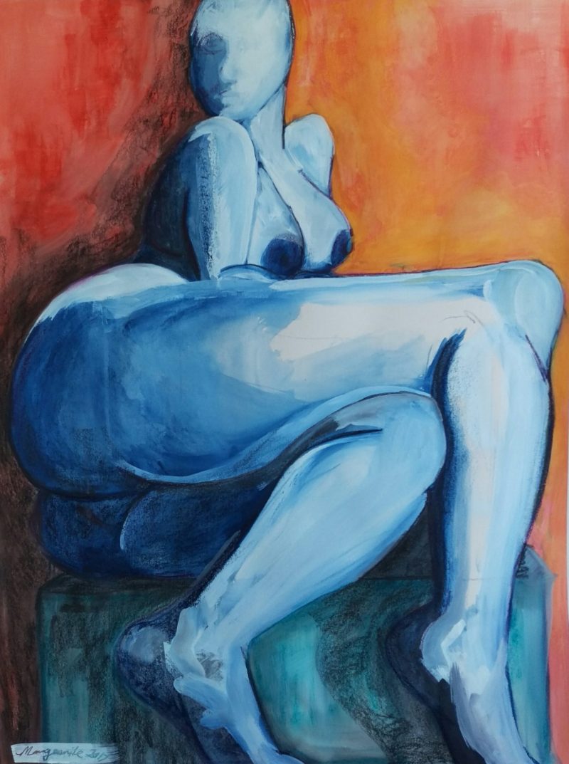 Blue Lady in Vermilion Hue