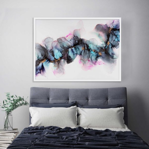 Mock Up Poster Frame In Hipster Interior Background With Indigo Velvet Details, Scandinavian Style, 3d Render