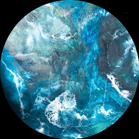 “Deep Waters” – Resin Ocean Abstract on 80cm Round Board