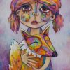 Fox & Child By Teresa Mundt Colourful Girl Cartoon Art Acrylic Painting