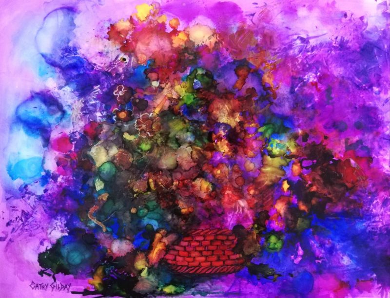 Abstract Flowers in Basket