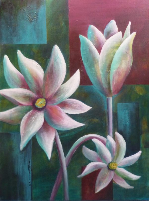 Flannel Flowers, Mixed Media, 45cm X 60cm Clare Riddington Jones