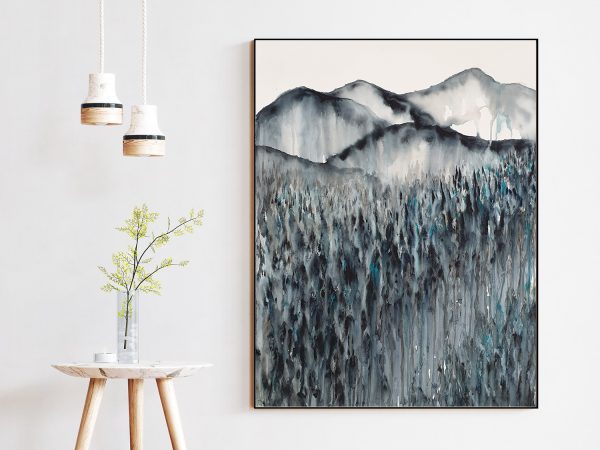 Artist Leni Kae Field Of Dreams At Midnight Interior Design Lounge Room Art 2 Abstract Landscape With Mountains 76x56cm Smjpg