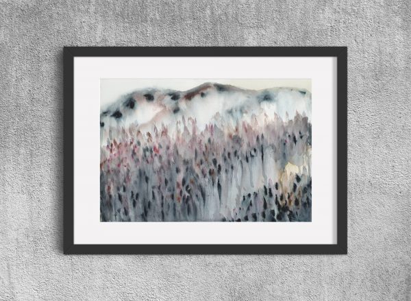 Artist Leni Kae Gentle Sunset Dreaming Watercolour Landscape Framed Mockup