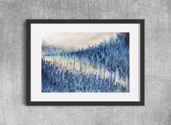 Artist Leni Kae Sunrise Dreaming Watercolour Landscape Framed Mockup2