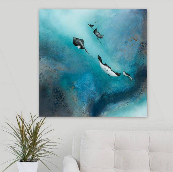 Free Stingrays Of The Barrier Reef Painting For Sale By Petra Meikle De Vlas1