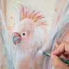 Artist Leni Kae Detail Ascension Of The Pink Cockatoo Painting On Paper Art Pharmacy