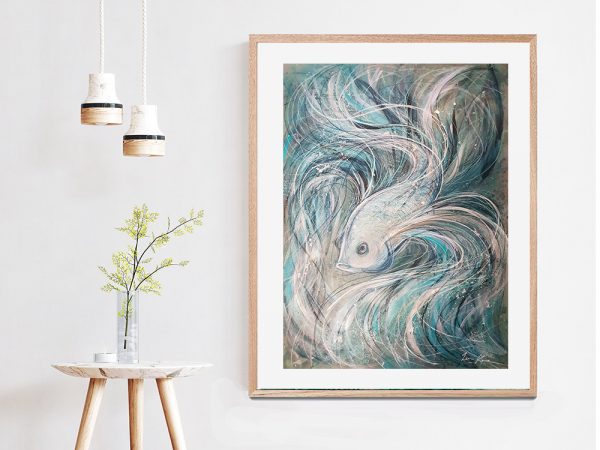 Artist Leni Kae Interior Design 2 Blue Grey Betta Fish Painting Artloversaustralia