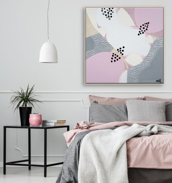 Grey And Pink Bedroom Interior