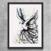 Artist Leni Kae In Flight Minimalistic Bird Line Art Watercolour On Paper Frame Eg1