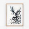 Artist Leni Kae In Flight Minimalistic Bird Line Art Watercolour On Paper Frame Eg2