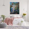 Nature Lover's Bright Bedroom Interior With A Wall Art Of Flower