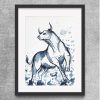 Running Bull Sydney Artist Leni Kae Minimal Art Framed Eg