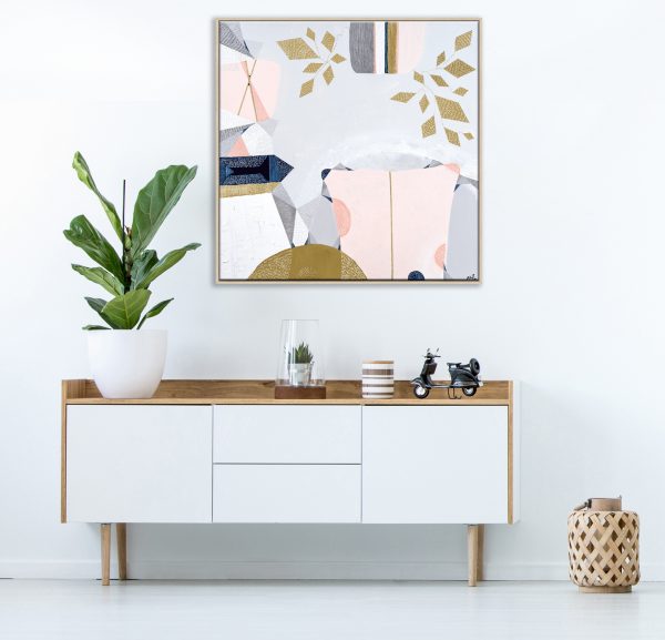 White Room Interior With Fireplace, Black Metal Lamp, Cupboard W