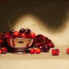 Cherries With Silver Bowl Vicki Sullivan Art Lovers Australia Still Life Oil On Linen H 25cm X W 34cm