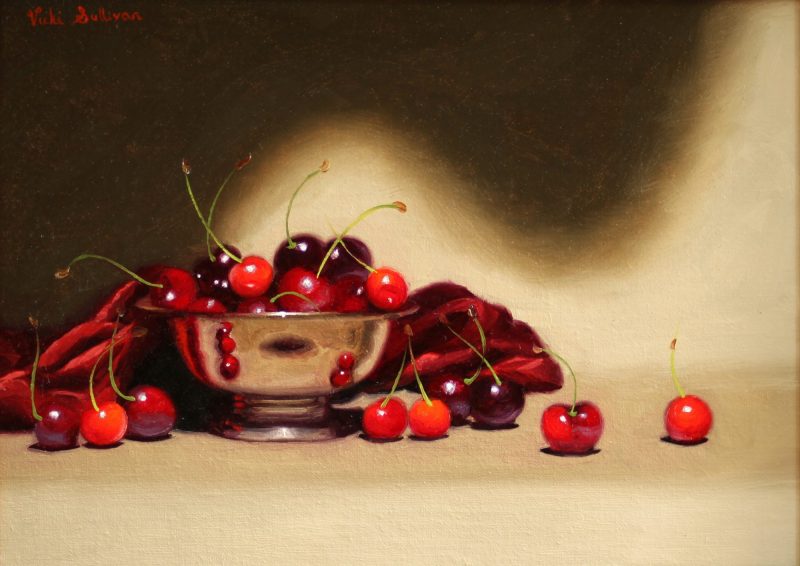 Cherries with Silver Bowl