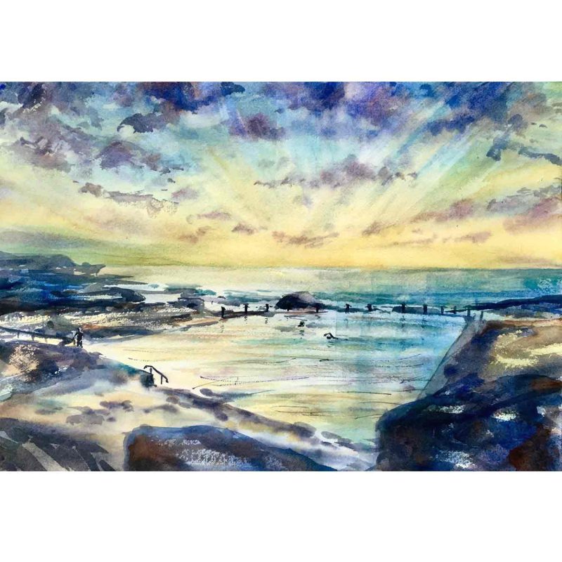 Mahon Pool – Maroubra – Original watercolour painting