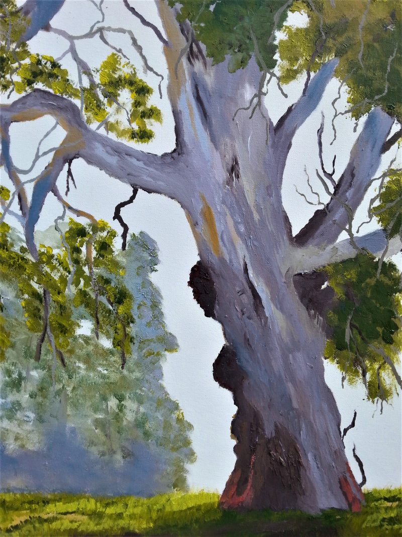 Giant in the mist oil paint