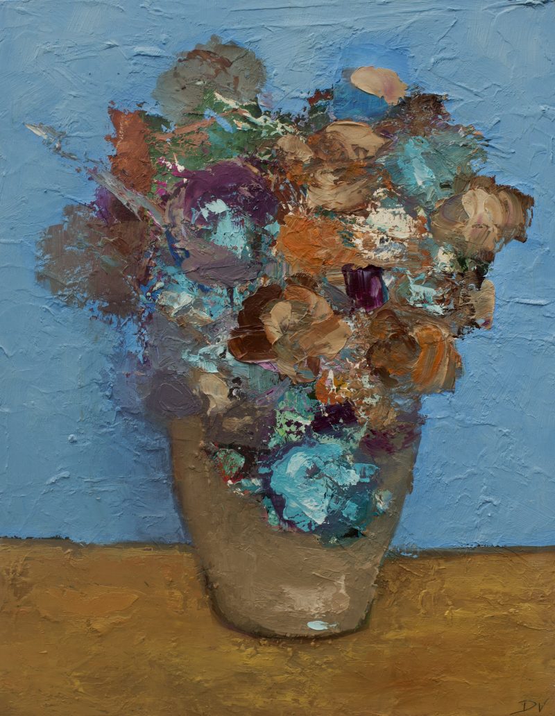 Summer Bouquet  Carnations 3 – Roses on blue