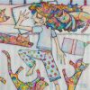 Catnap By Teresa Mundt Colourful Colorful Cat Lady Quirky Art Painting