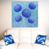 Lounge Flowers Textural Blues 100cm X 100cm