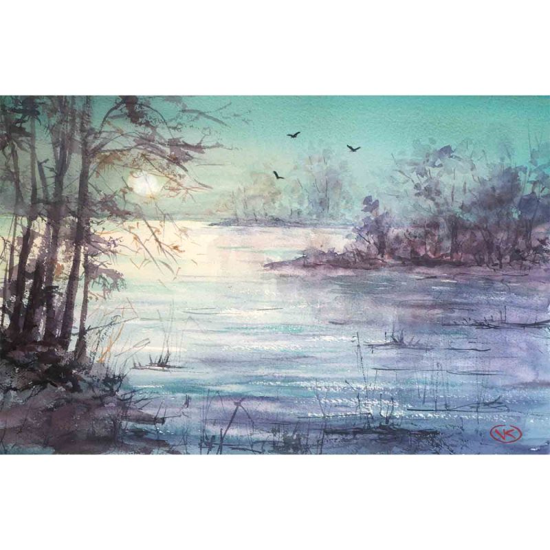 Night light – Original watercolour painting