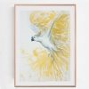 Artist Leni Kae Framedeg Flight Of The Sulphur Crested Cockatoo 59x42cm Yellow White